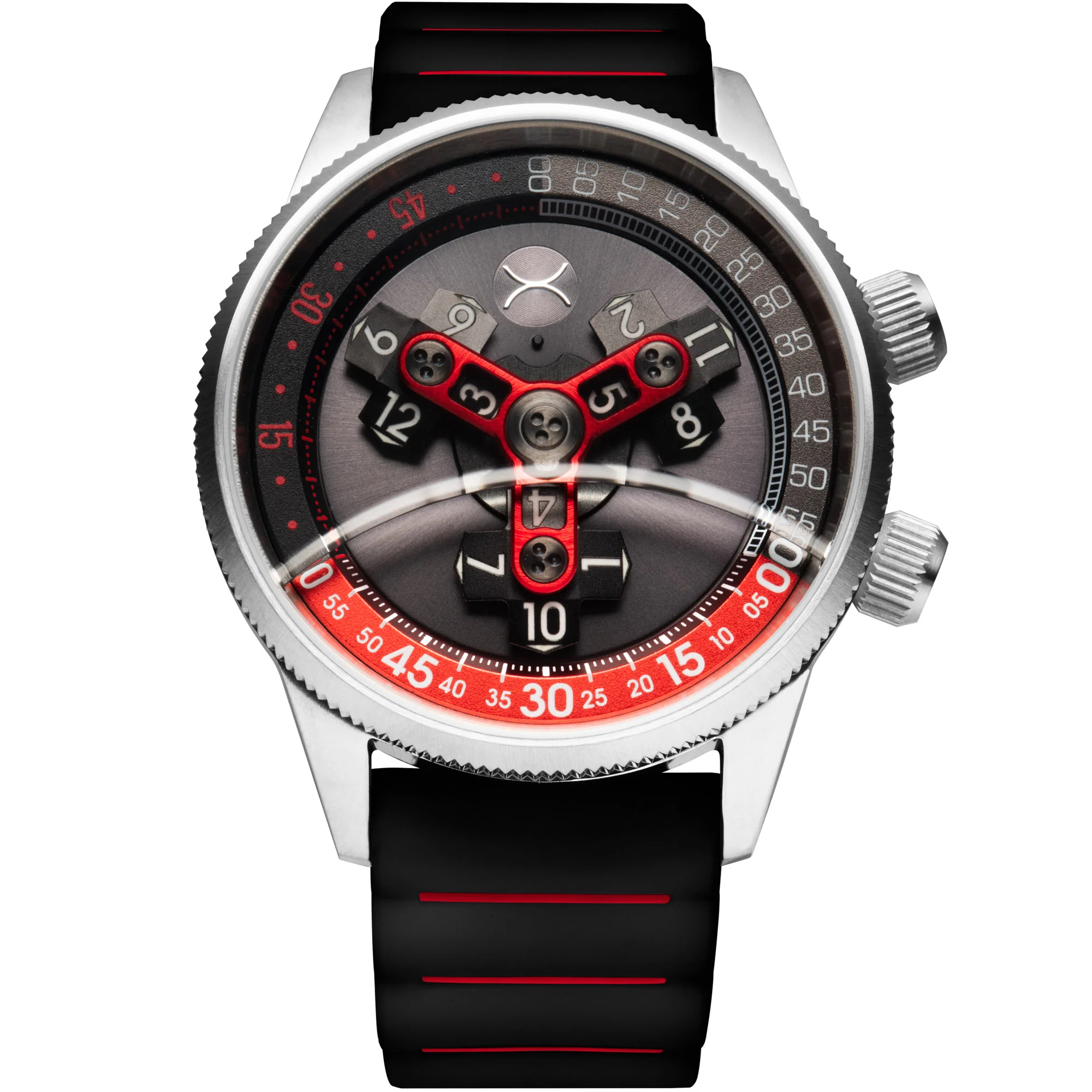 Xeric Vendetta II Automatic Wandering Hour Black Gray Red