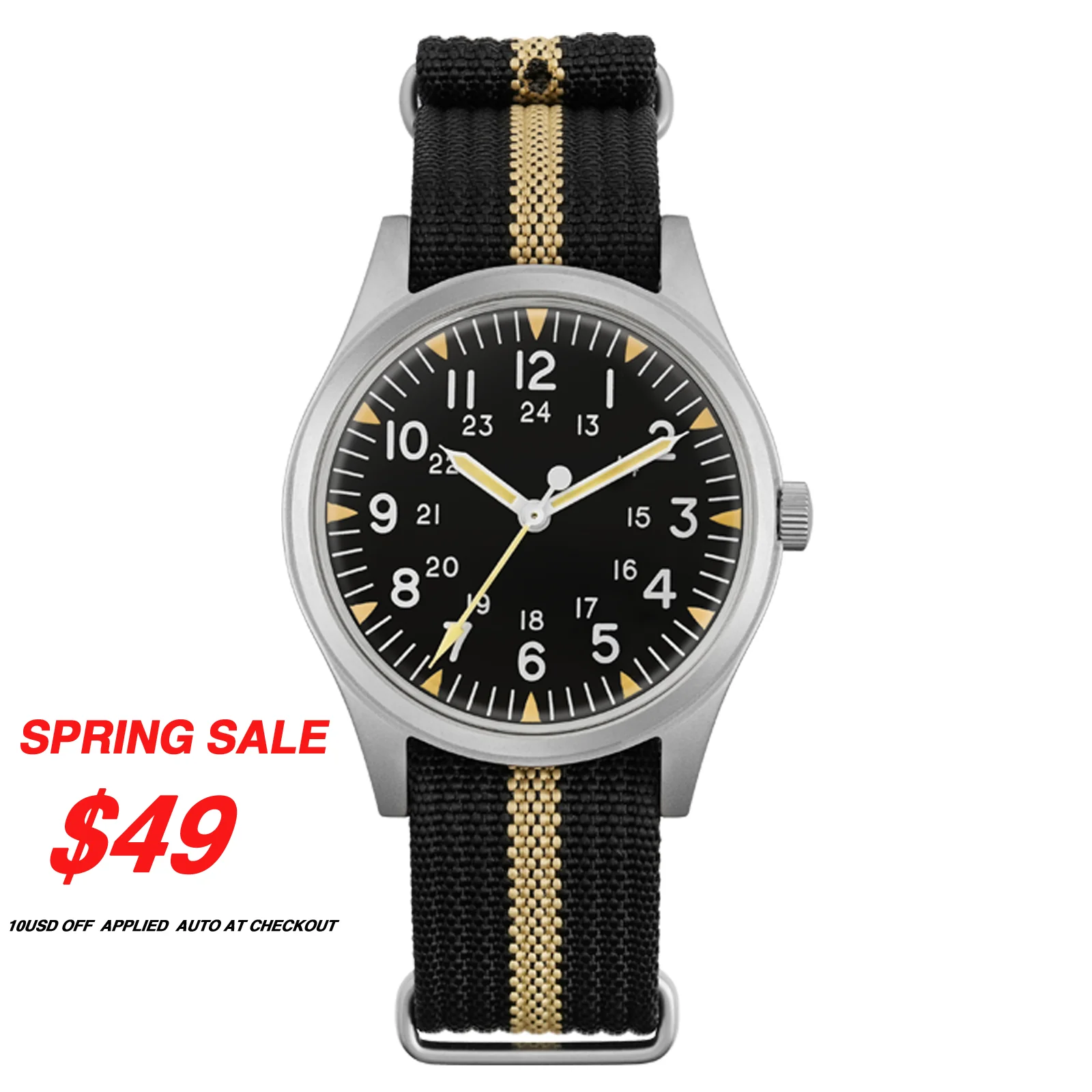 Militado 💥Flash Sale💥Militado 36mm High Domed VH31 Field Watch ML07
