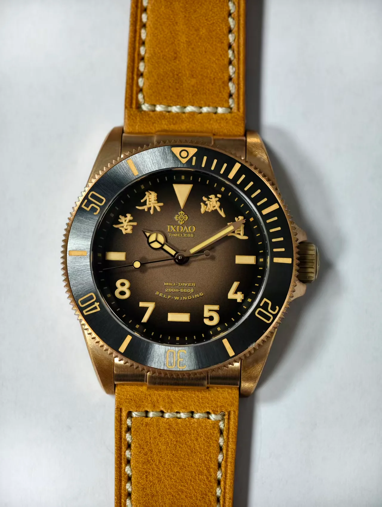IXDAO IXDAO JD-X02T Men's Mechanical Watch Retro SW200 Sports Sapphire Luxury Leash Bronze Wristwatch