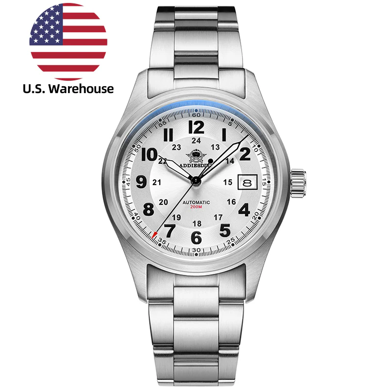 Addiesdive U.S. Warehouse -ADDIESDIVE® Men's Elegant 8215 Automatic Watch Diver 200M (AD2525)