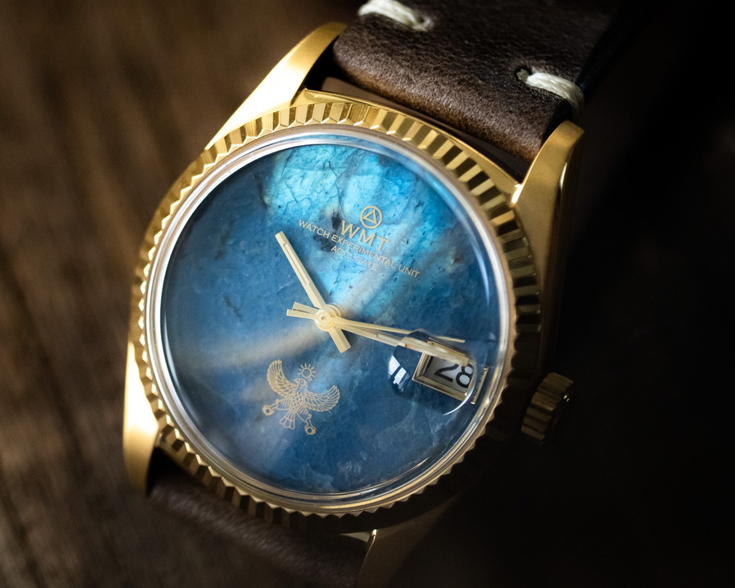 WMT Watches Cabochon – Blue Labradorite Stone / Falcon / Gold Plating Edition