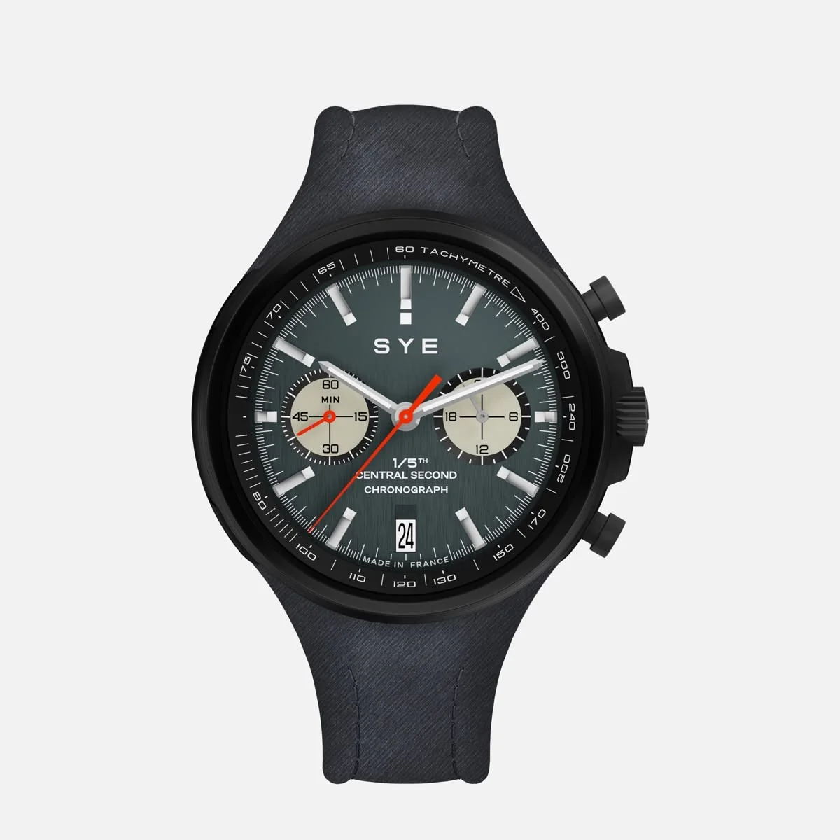 SYE Chronograph [CUT 7] steel watch in black DLC — Asphalt