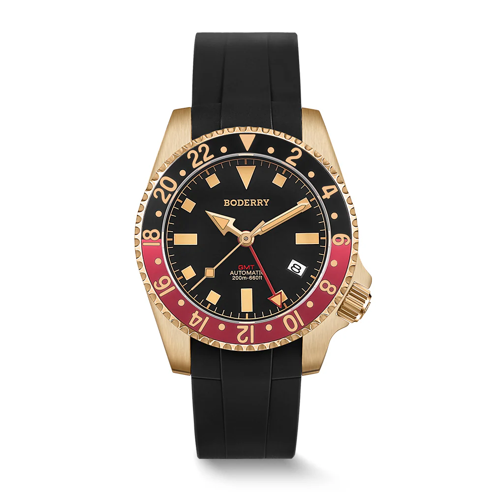 Boderry ADMIRAL GMT - 200M Waterproof Bronze Automatic Diver Watch | Black