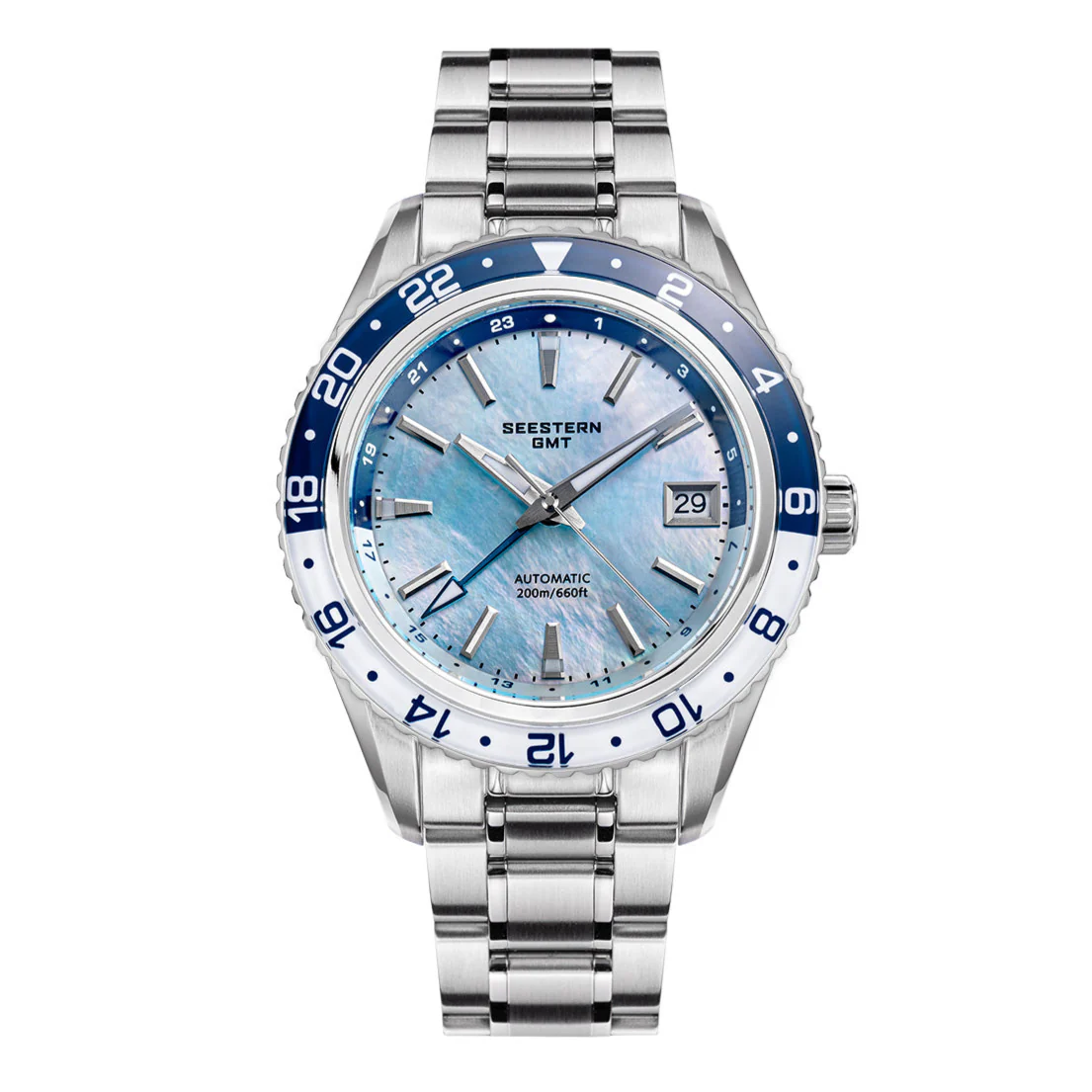 Sugess Seestern S456 GMT Automatic Light Blue Pearl Dial Automatic