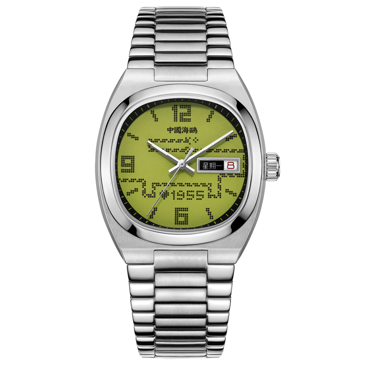Sea-Gull Gluttonous Snake Dial Day-date Calendar 70th Anniversary Edition Tonneau Watch 34mm