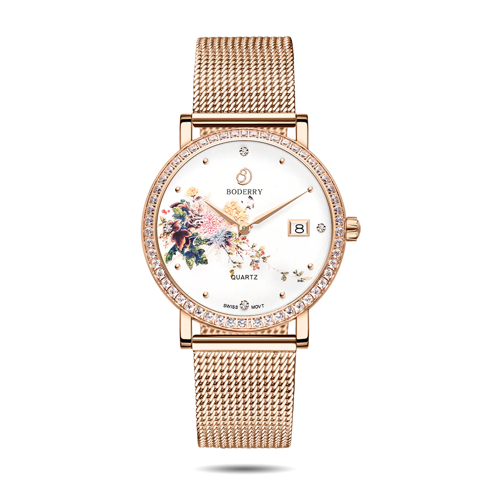 Boderry FLOWER - Swiss Quartz Movement Watch | Rose Gold & Chrysanth