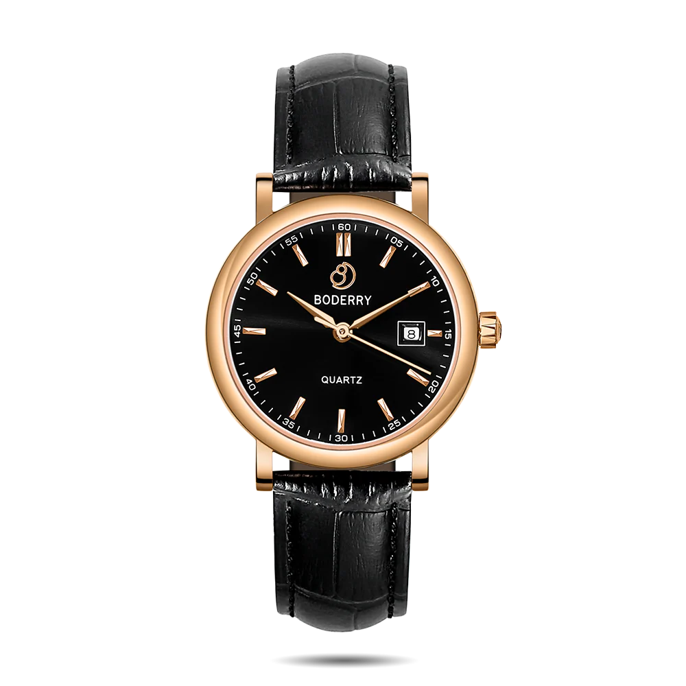 Boderry CLASSIC 36MM - Swiss Quartz Movement Watch | Rose Gold & Black