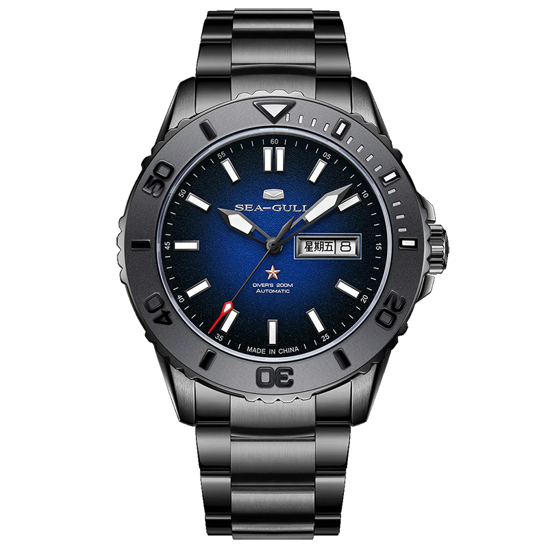 Sea-Gull Ocean Series 200m Waterproof Sparkling Dial Ceramic Bezel Diving Watch 44mm
