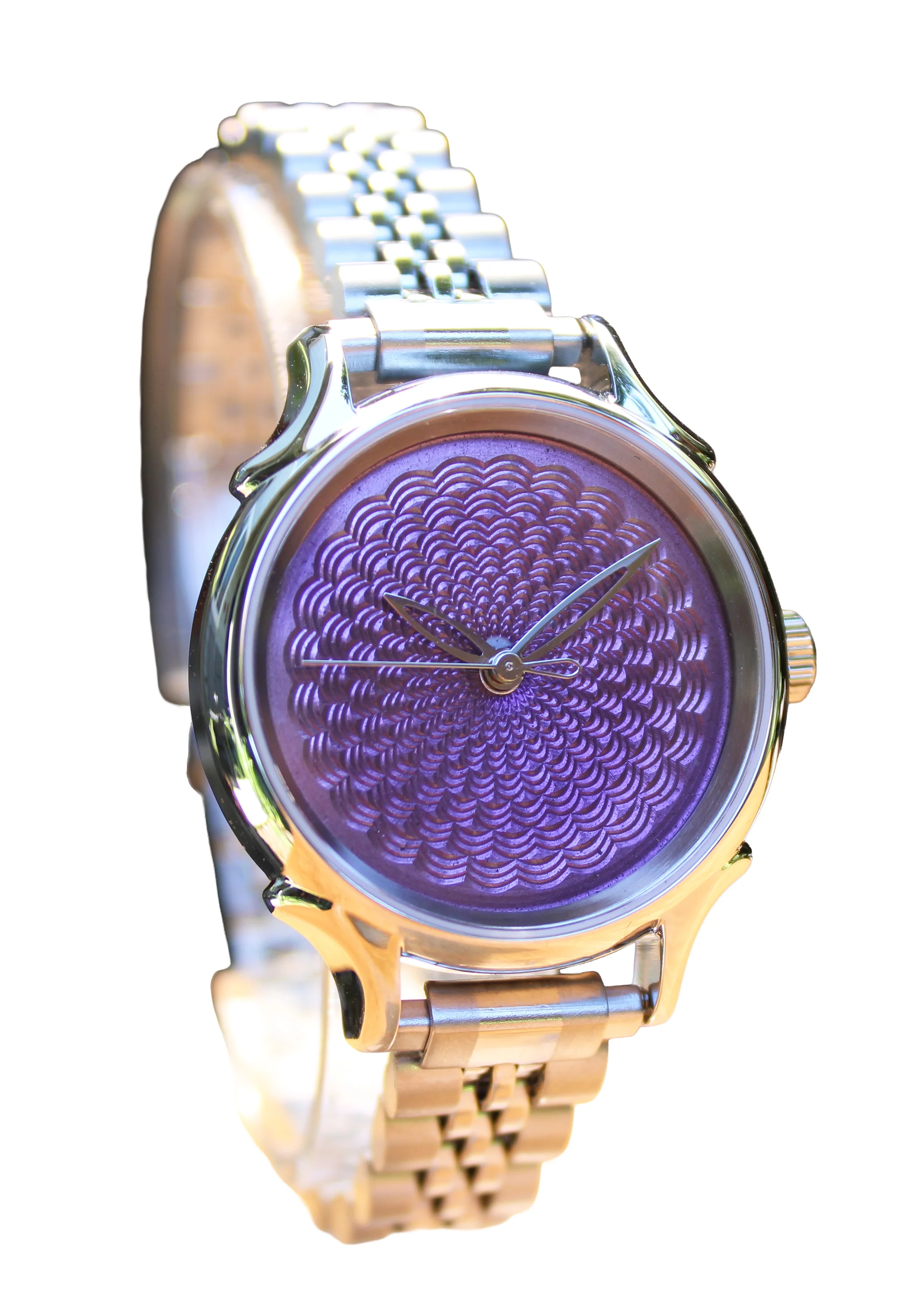 Celeste Watch Company Hand Turned Enamel Guilloché - Summer Grape by Rebecca Montgomery - 32mm Quartz