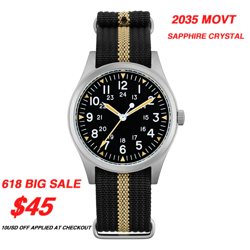 Militado Militado 36mm Sapphire Crystal Field Watch 2035 Movt ML07B