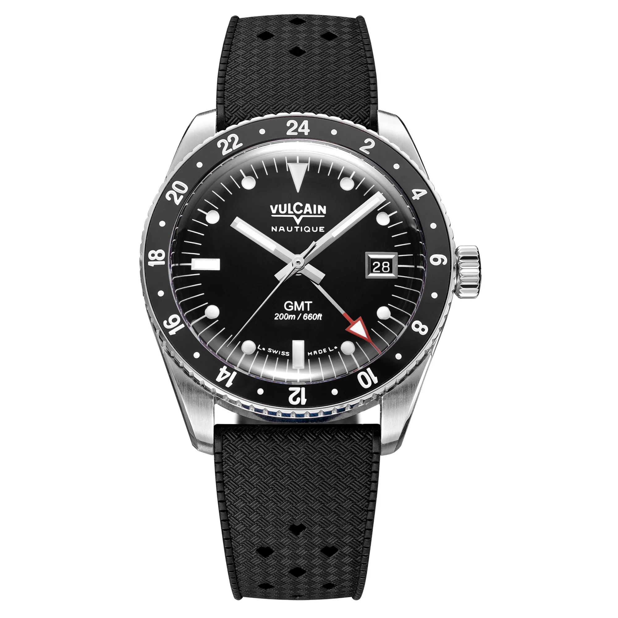 Vulcain Skindiver GMT-Black Luminova White