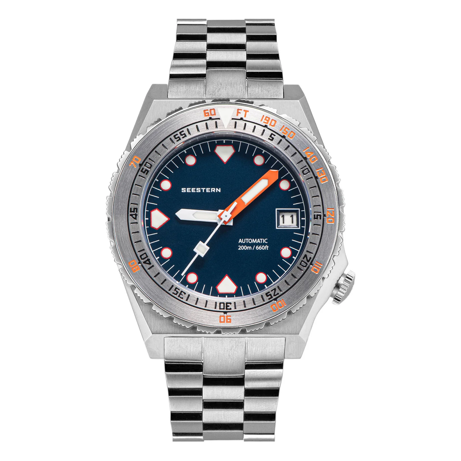 Sugess Seestern Vintage S407 600T Deep Blue Dial Stainless-Steel Bezel