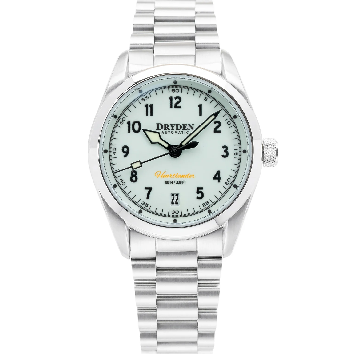 Dryden Watch Company Dryden Heartlander 38mm Automatic Field Watch - Full Lume