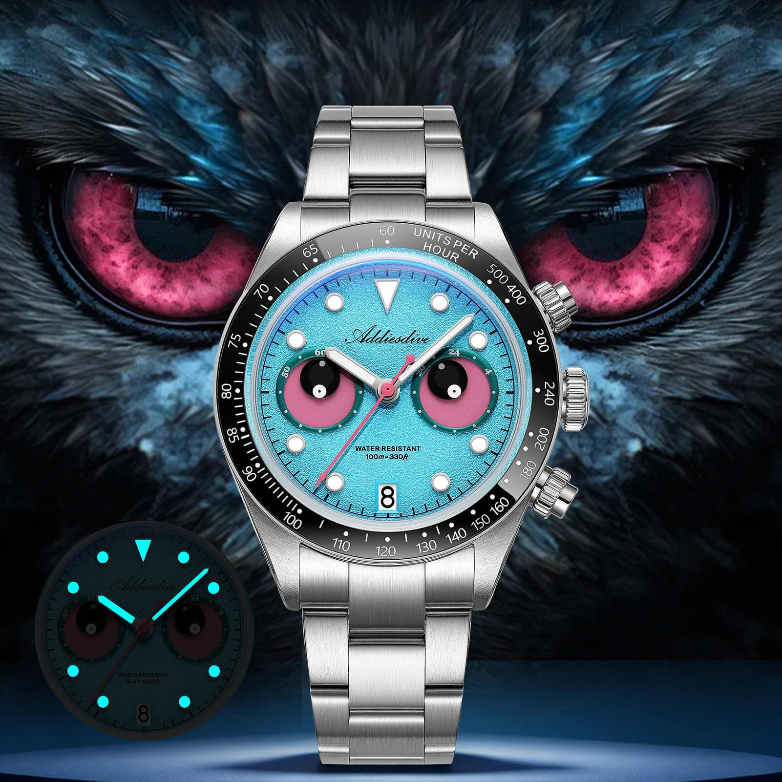 Addiesdive ADDIESDIVE 40mm VK64 Quartz Chronograph Eye Dial Watch AD2557
