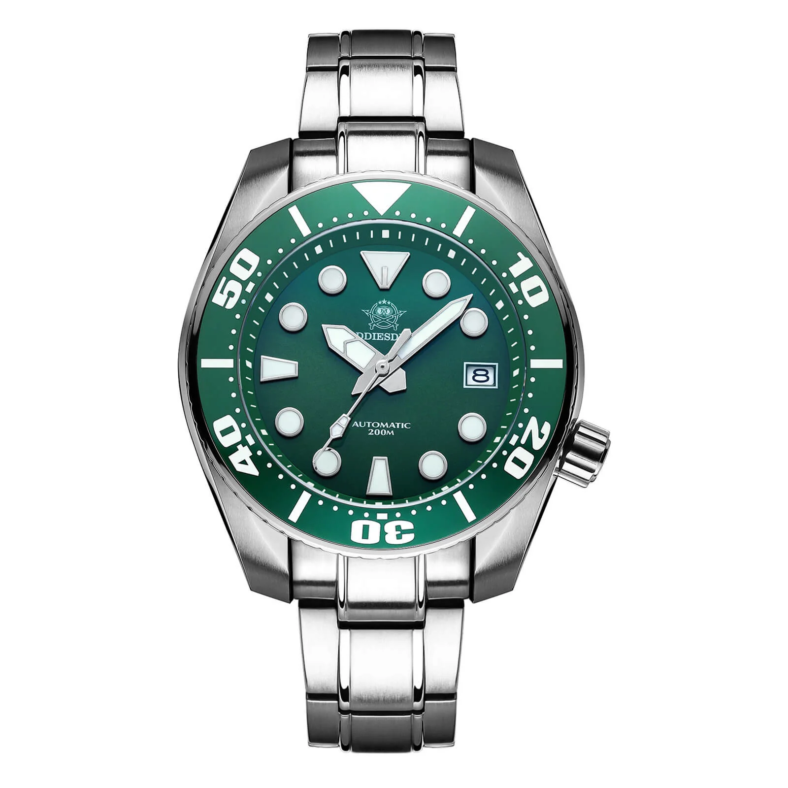 Addiesdive ADDIESDIVE® Sumo Green Professional Dive Watch for Men 44.5mm (MY-H10) Black/Green Dial