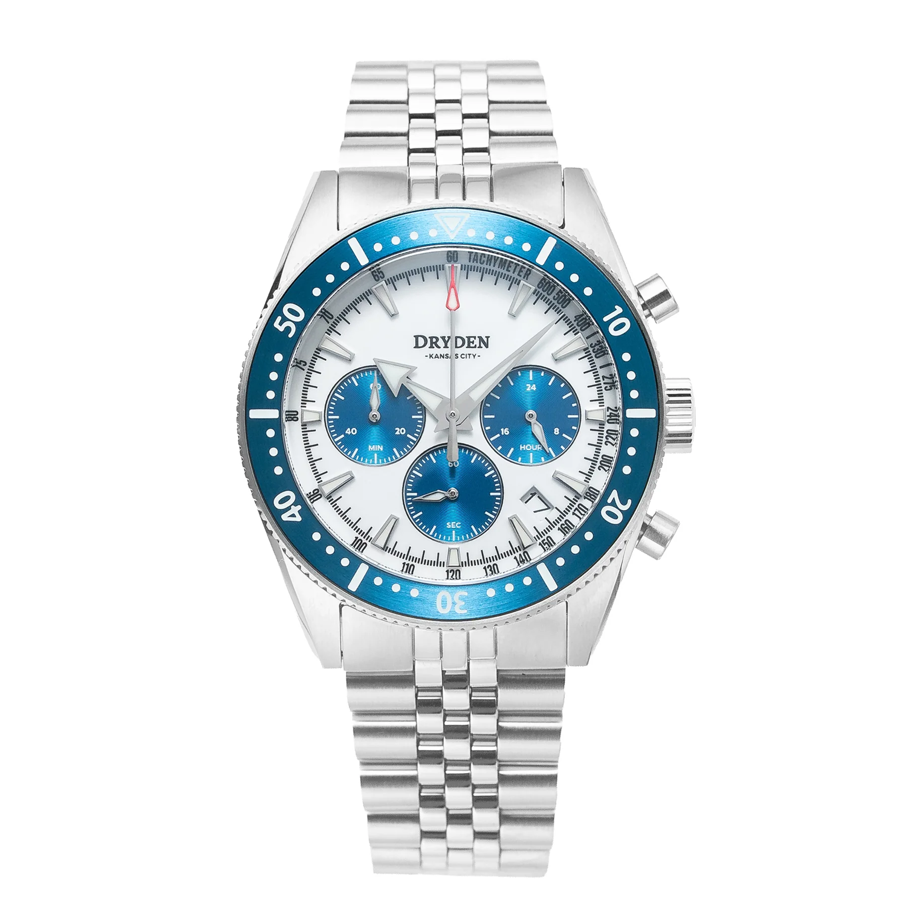 Dryden Watch Company Dryden Chrono Diver Gen 2 42mm Chronograph - Blue Panda