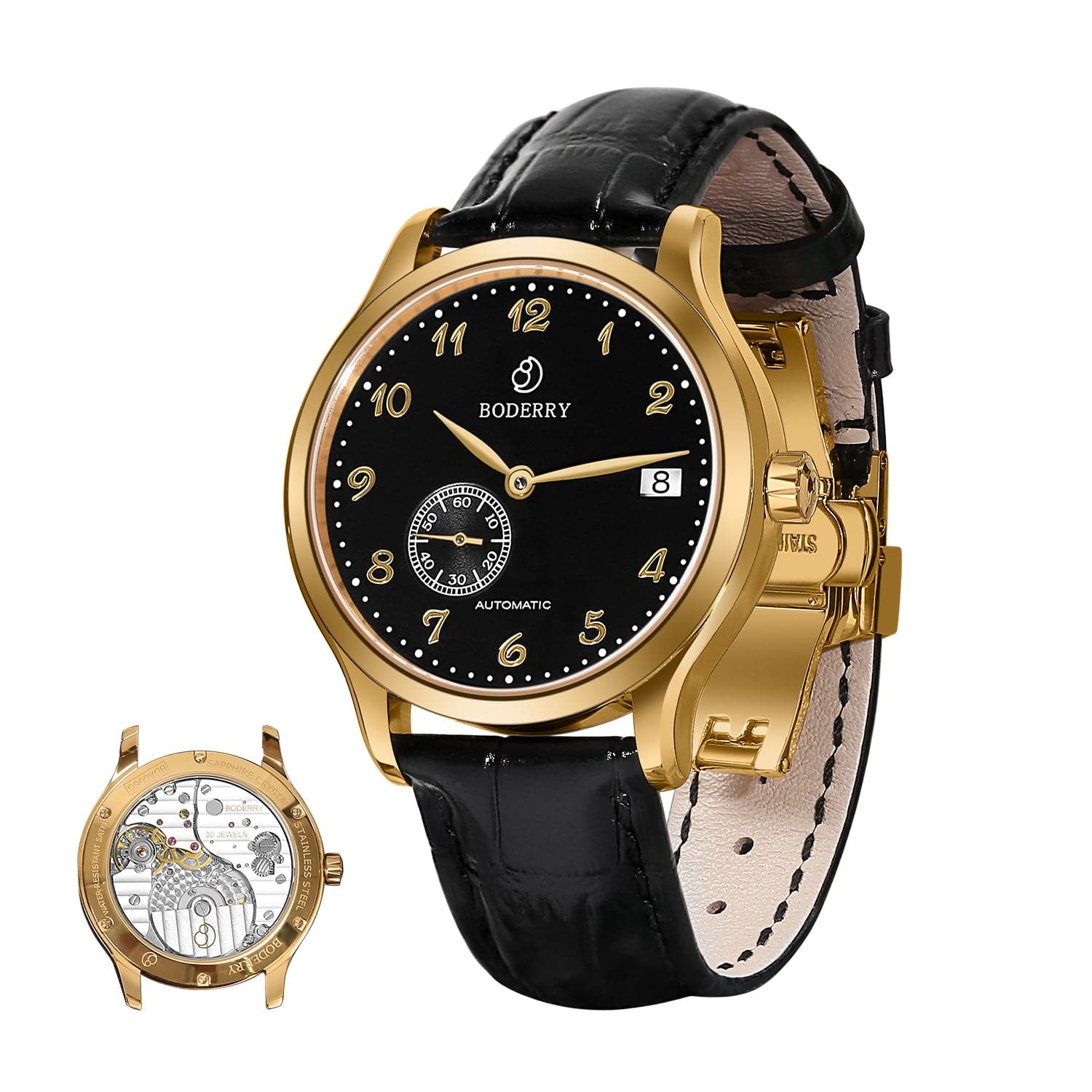 Boderry ELITE - Micro-rotor Automatic Watch | Gold Black