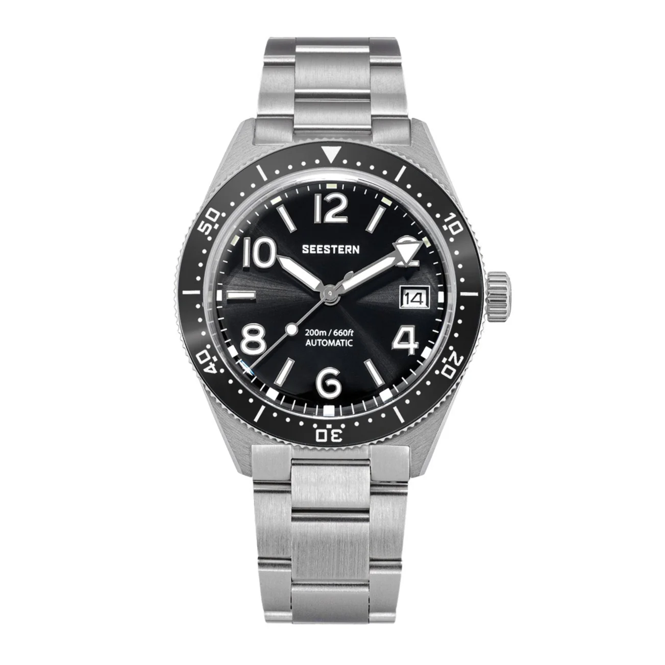 Sugess Seestern S434-2 Stainless-Steel Black Dial Professional Diver Automatic 200m Water Resistant