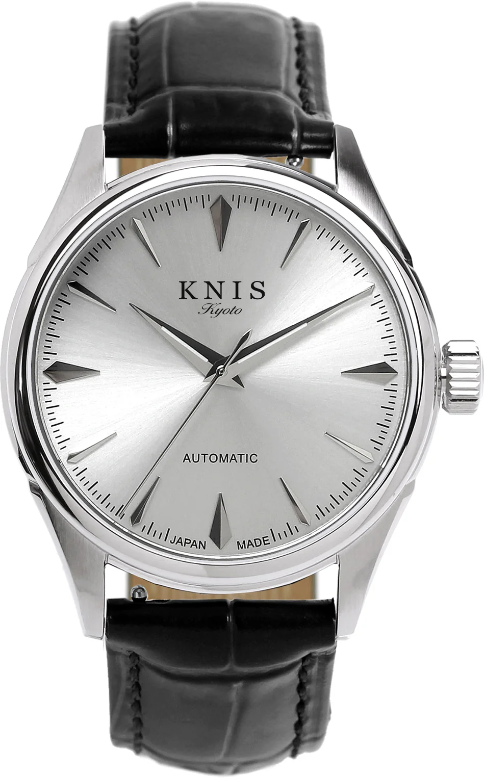 KNIS KNIS Automatic Sunray Dial White Silver Black Leather KN001-WHBKLE