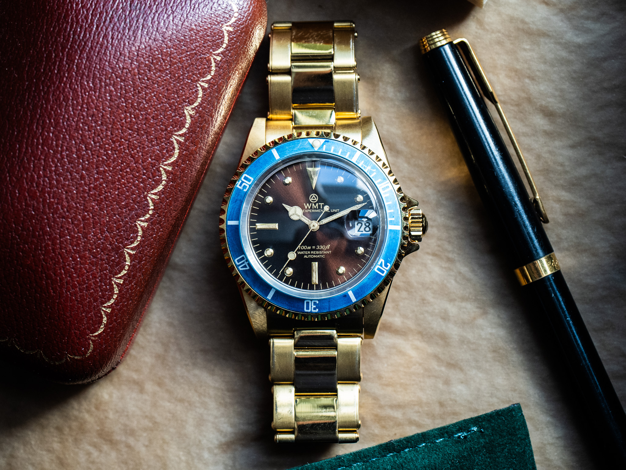 WMT Watches Royal Marine – Blue Bezel / Gold Plating Edition / Aged / Pre-order / Delivery date – End of March 2025