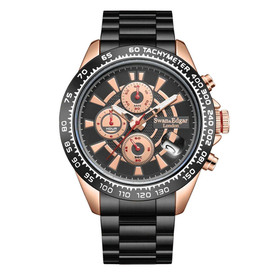 Swan & Edgar Speed Target Mechanical Quartz- Rose Black