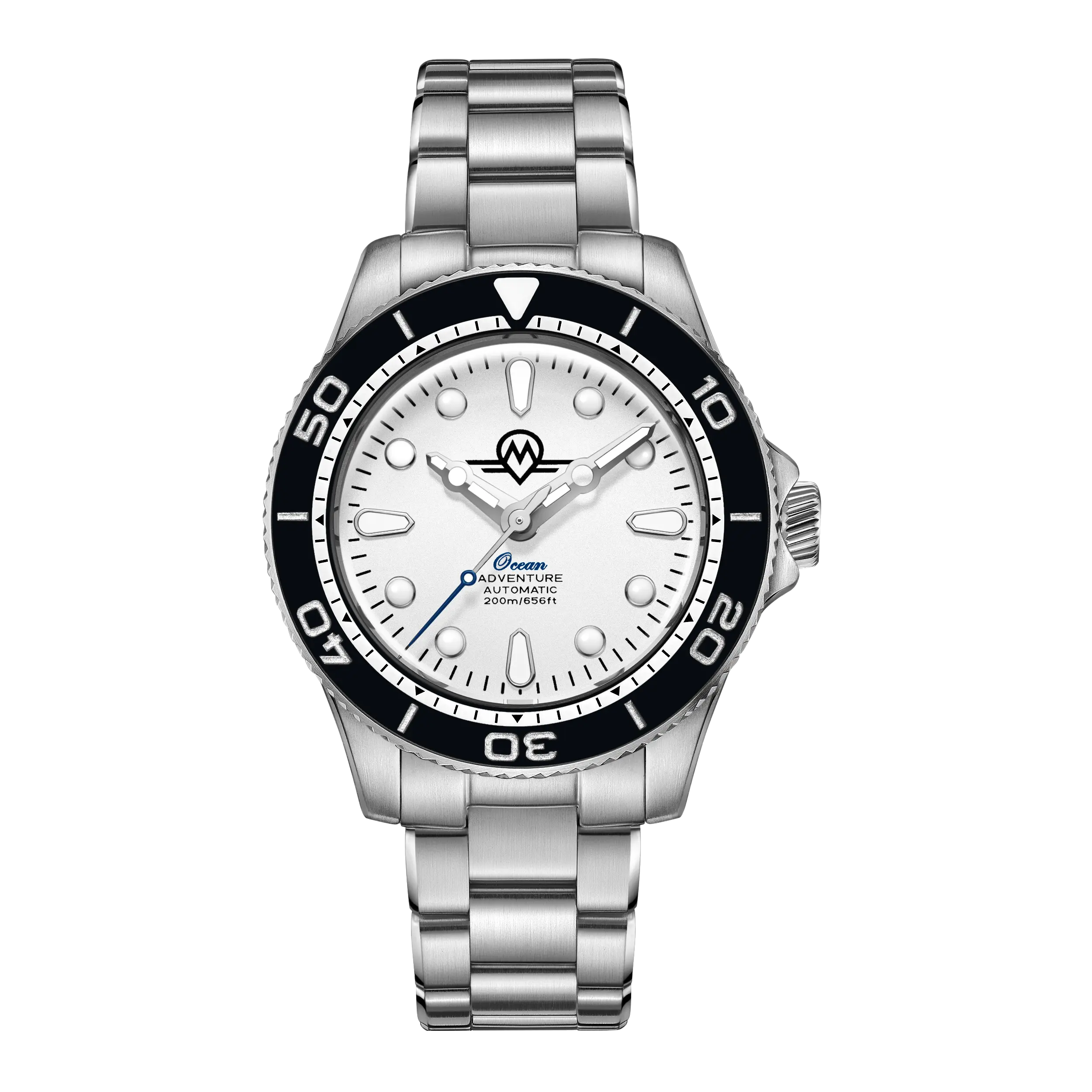 Monro MONRO OCEAN ADVENTURE MOA-3 ARCTIC SILVER, Automatic Dive Watch, 41mm Stainless Steel, White Dial