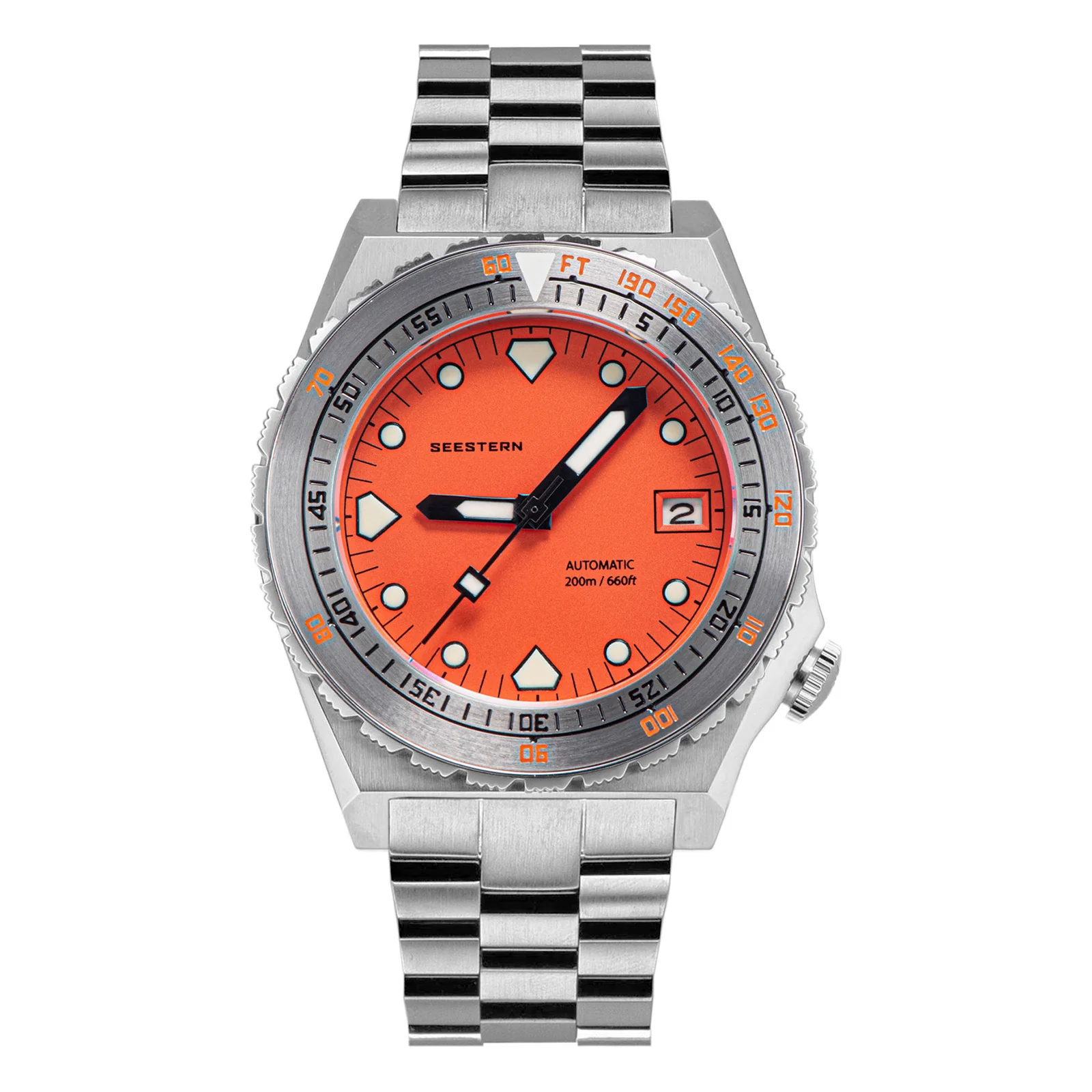 Sugess Seestern Vintage 407 600T Orange Dial Stainless-Steel Bezel