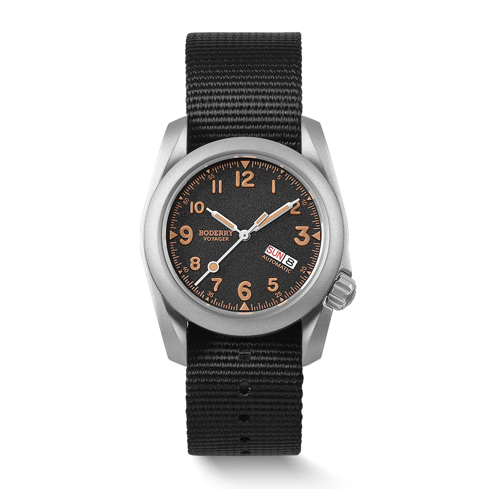 Boderry VOYAGER - 100M Waterproof Titanium Automatic Field Watch | Volcanic Gray-Day,Date