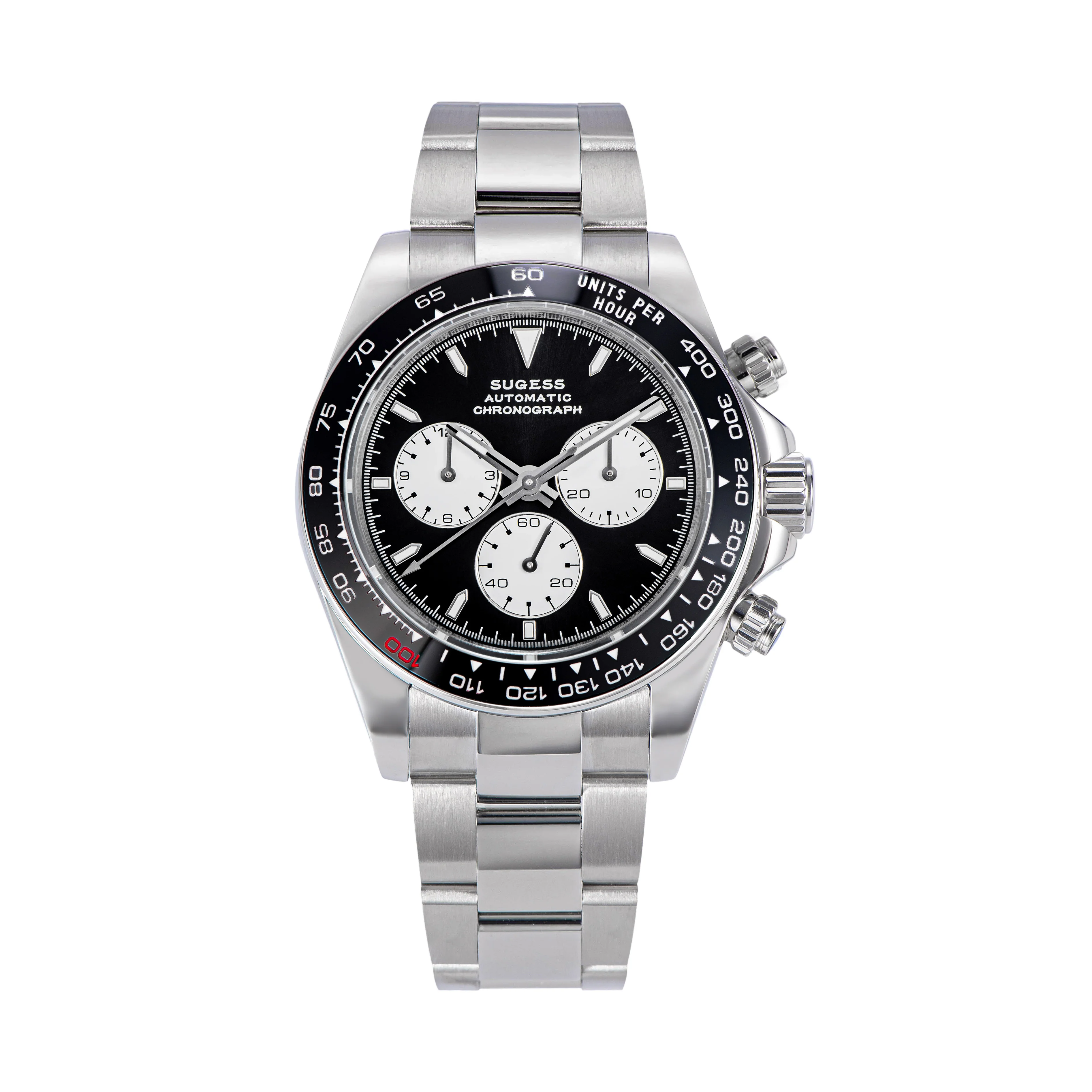 Sugess Automatic Chronograph S418-2.003 Panda Dial Ceramic Bezel Professional