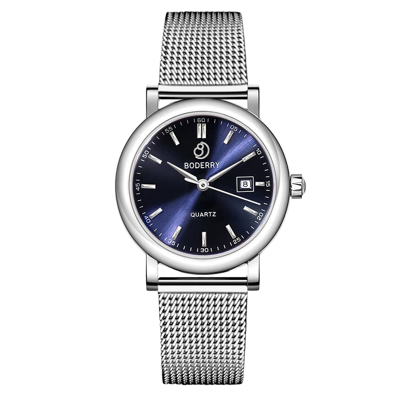 Boderry CLASSIC 32MM - Swiss Quartz Movement Watch | Silver & Blue