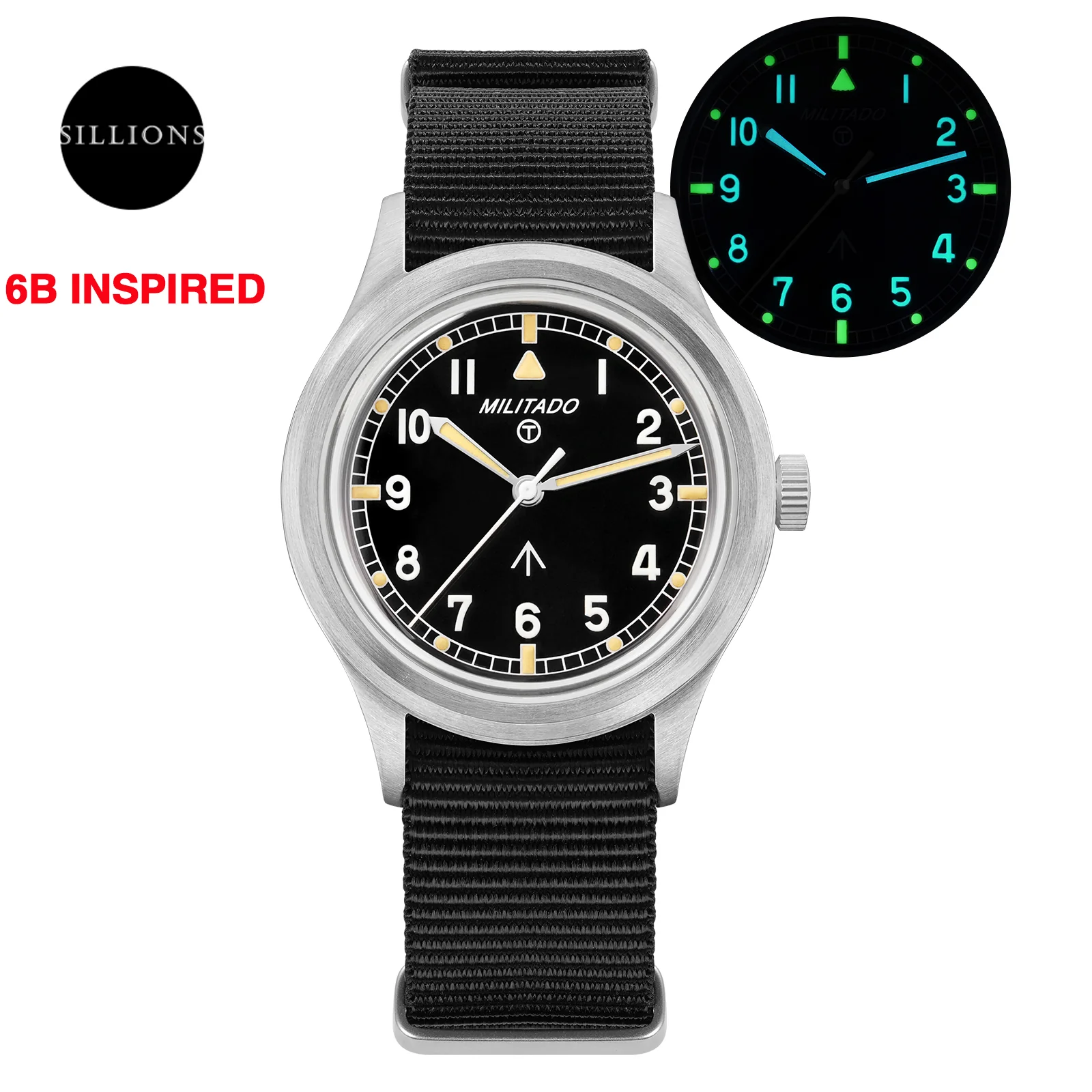 Militado ★New Released★Militado 36mm Military Watch 6B Inspired Field Watch ML22