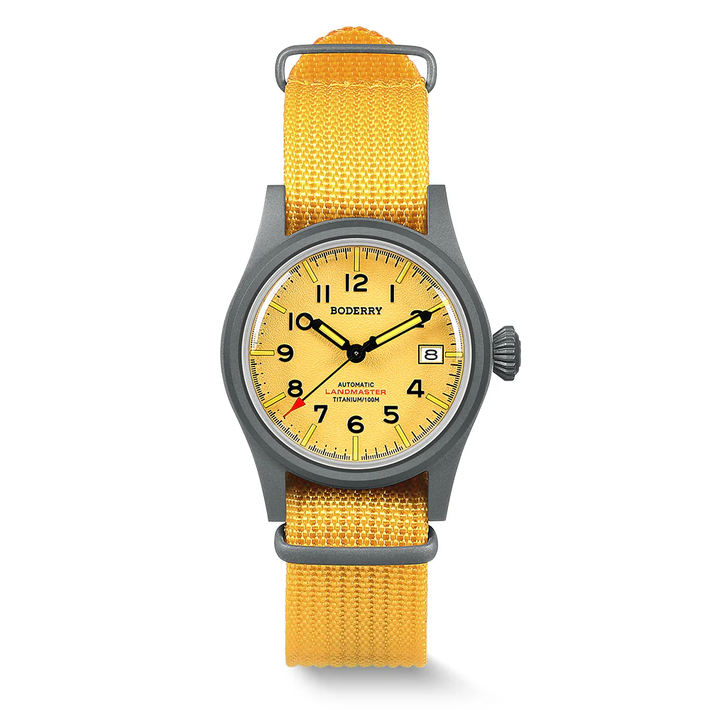 Boderry LANDMASTER - 100M Waterproof Titanium Automatic Field Watch | Yellow