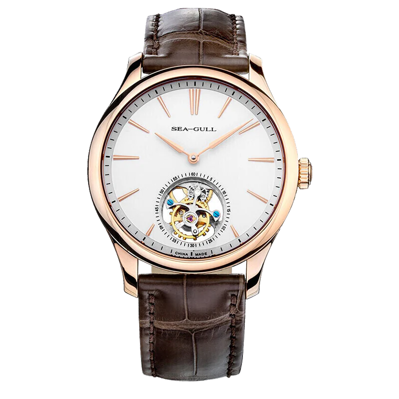 Sea-Gull Heritage Series Off-center Tourbillon Watch Transparent Caseback 41mm
