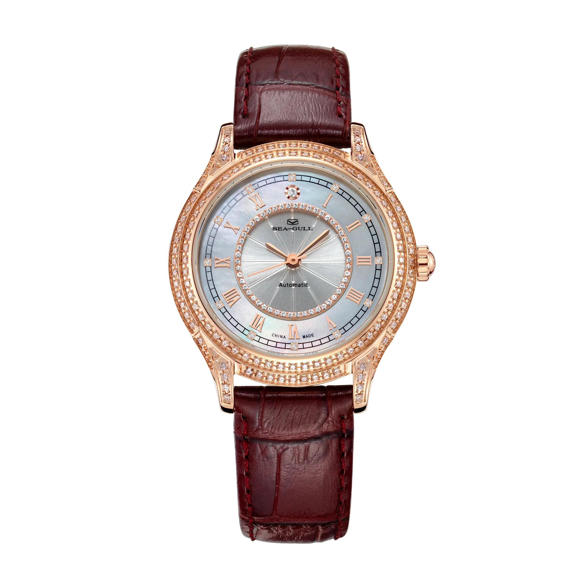Sea-Gull Diamond-set Mother-of-Pearl Dial Vintage Lady's Watch 34mm