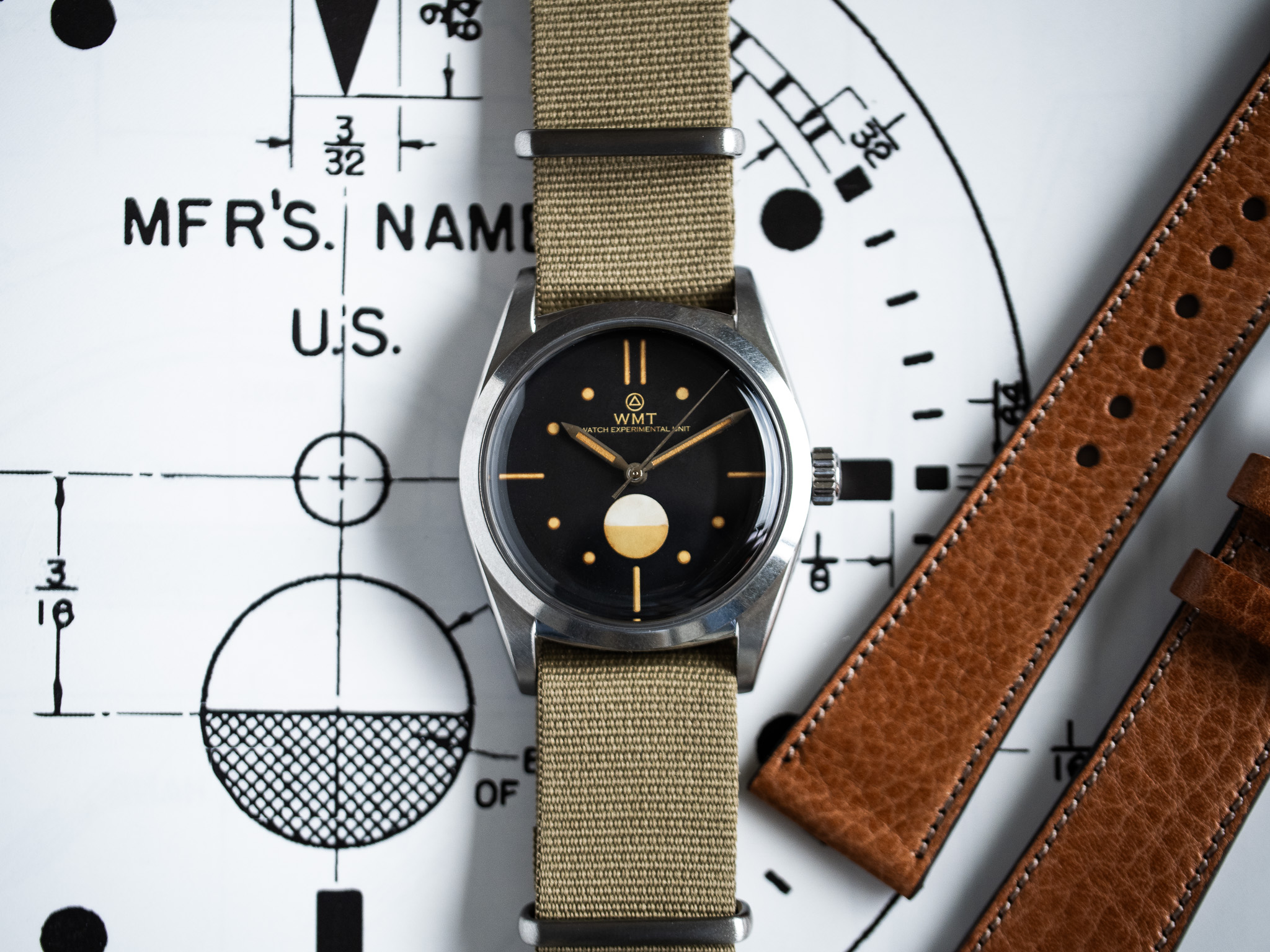 WMT Watches Lupas – Mil-spec MKI / Limited 50pcs / Aged Edition / Nato Strap + Leather Strap Set