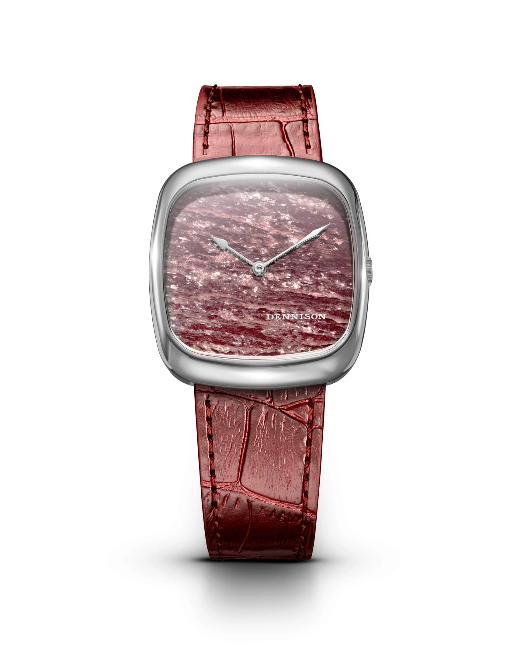 Dennison Natural Rubellite Stone In Steel