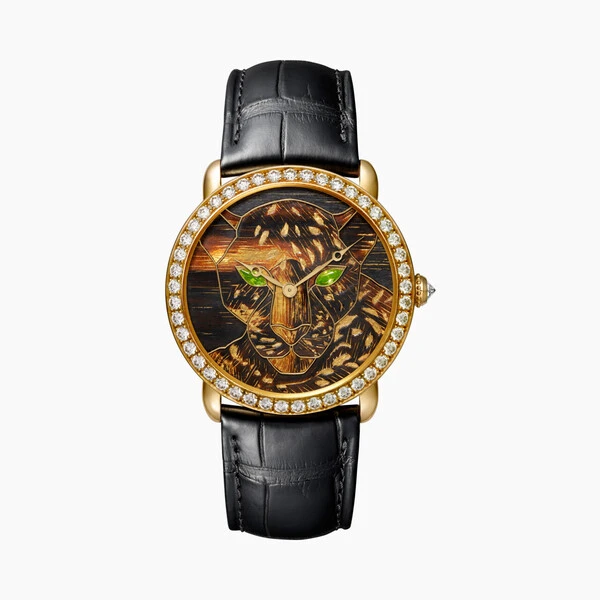 Cartier Часы Ronde Louis Cartier, деревянная мозаика ««маркетри», сусальное золото