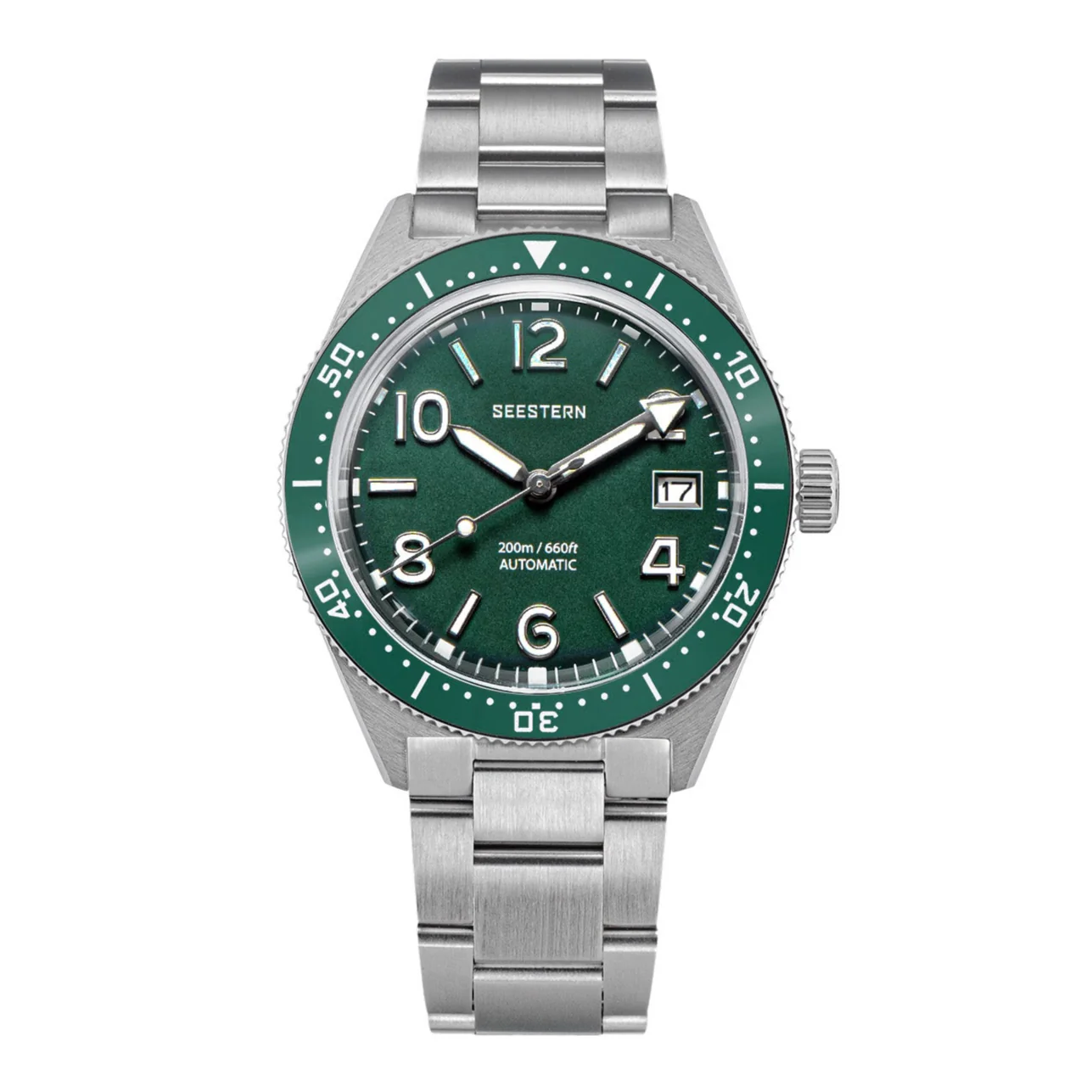 Sugess Seestern S434-2 Stainless-Steel Green Dial Professional Diver Automatic 200m Water Resistant
