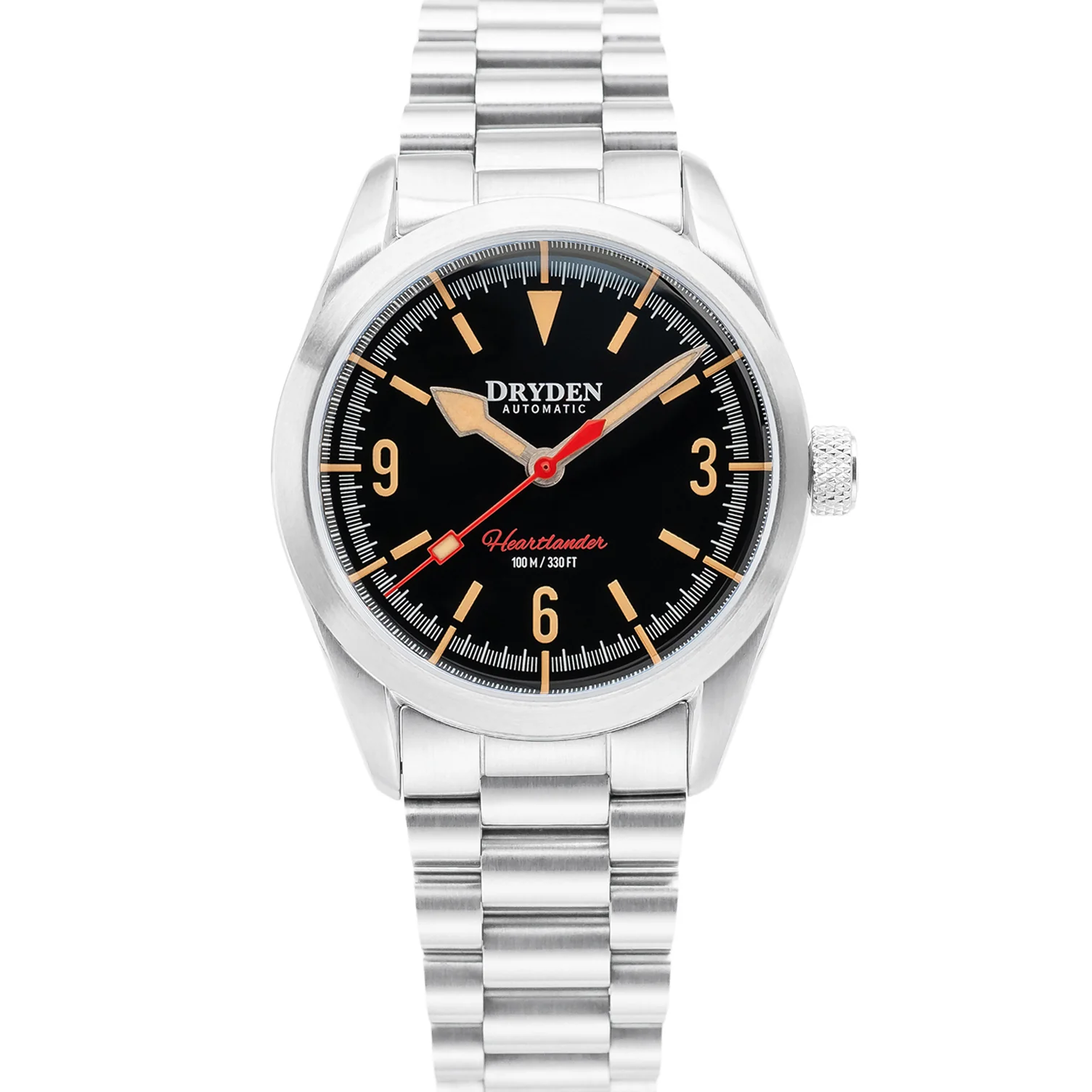 Dryden Watch Company Dryden Heartlander 38mm Automatic Field Watch - Black Vintage