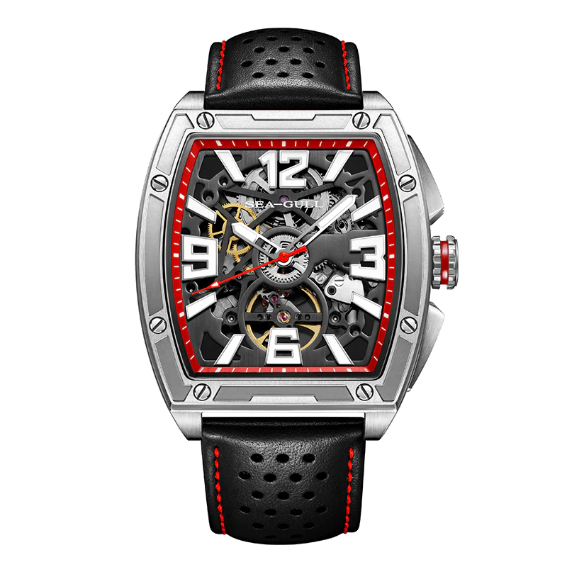 Sea-Gull CN Racing Team Collaboration Tonneau Shape Skeleton Watch 42mm