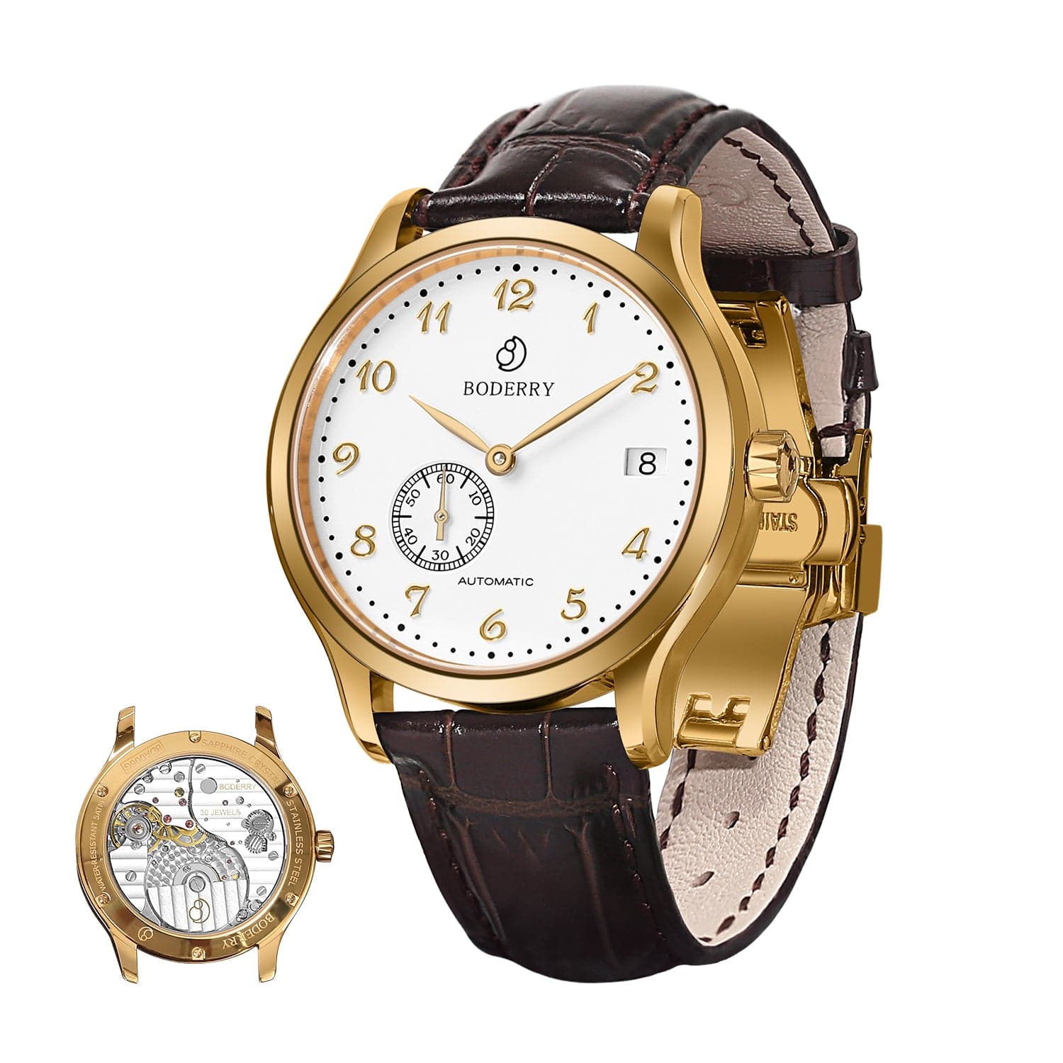 Boderry ELITE - Micro-rotor Automatic Watch | Gold White