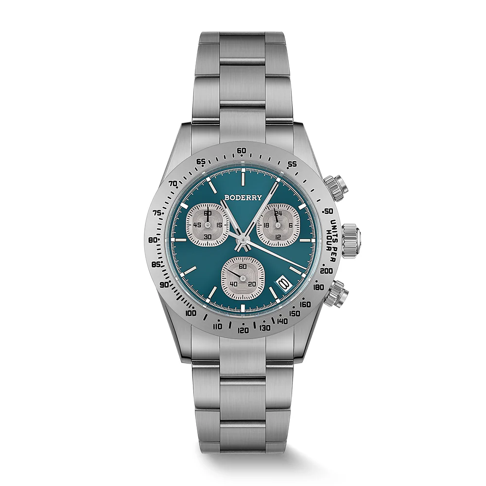 Boderry GOLDACE - 100M WR Titanium Mecha-Quartz Chronograph Watch | Blue