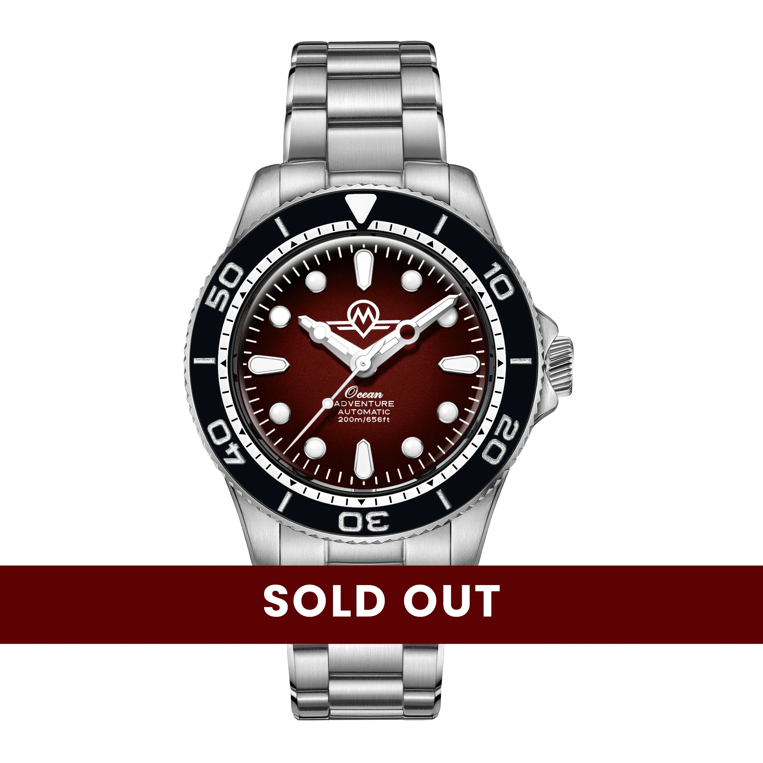 Monro MONRO OCEAN ADVENTURE MOA-4 ATLANTIC RED, Automatic Dive Watch, 41mm Stainless Steel, Red Dial