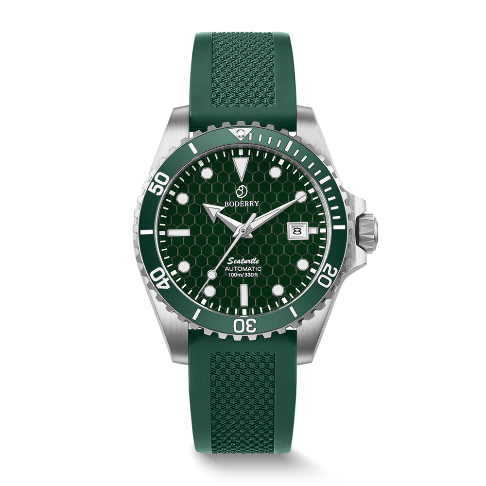 Boderry SEATURTLE.OCEAN(TITANIUM) - Automatic Titanium Diver Watch | Turtle Green