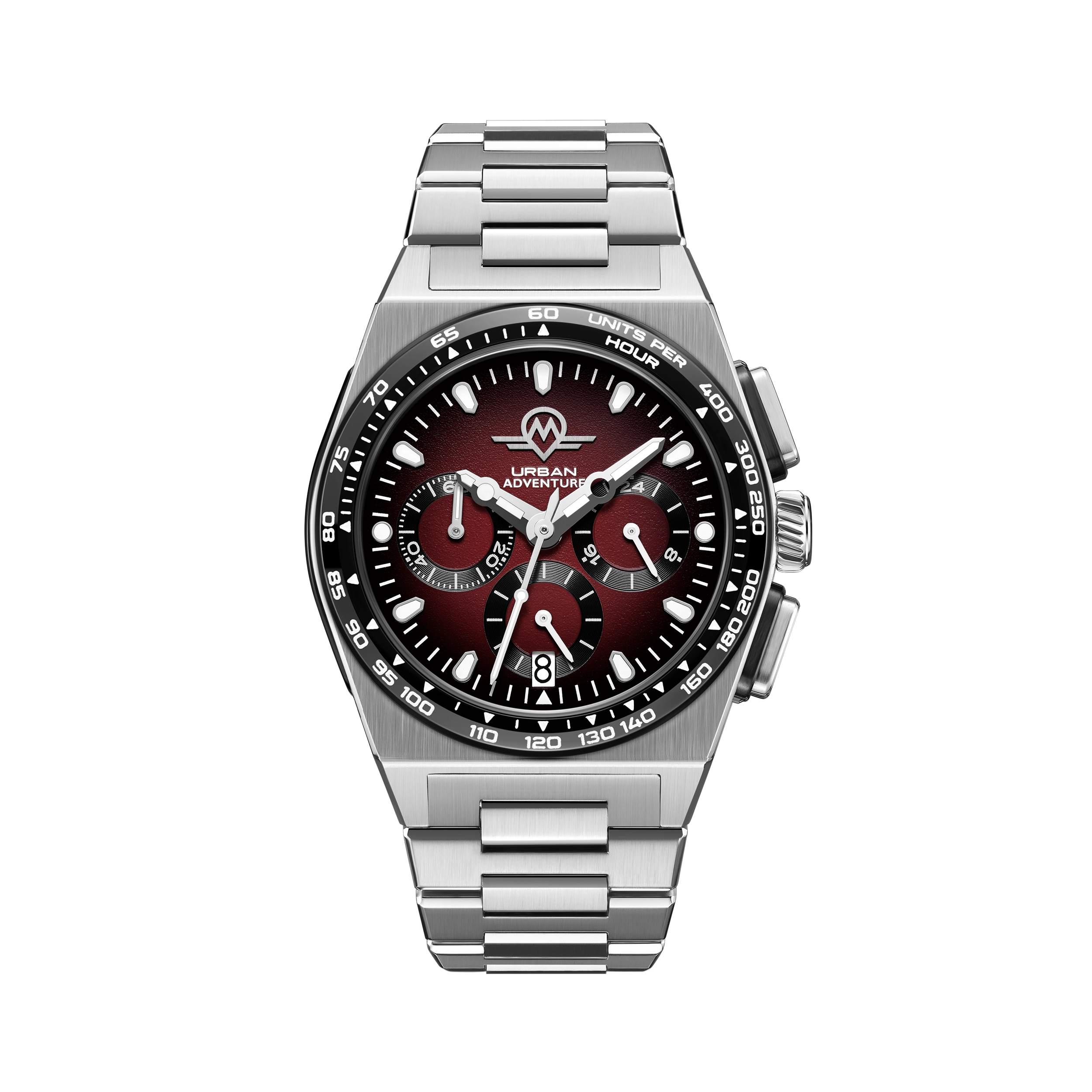 Monro MONRO URBAN ADVENTURE MUA-C2, Mechaquartz Chronograph, 40mm Stainless Steel, Red Dial