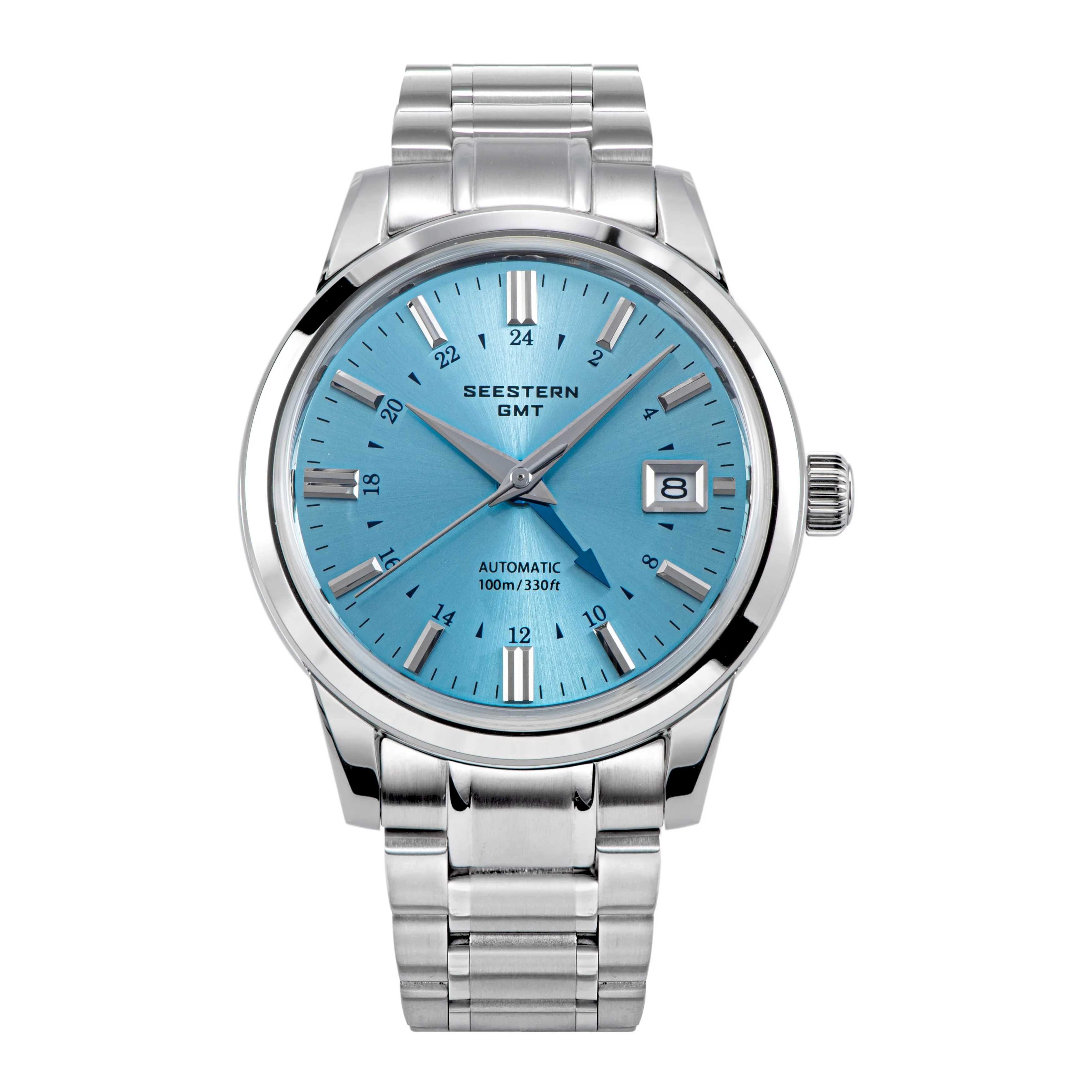 Sugess Seestern S446 GMT Watch Ice Blue Dial (Seiko NH34 GMT movement)