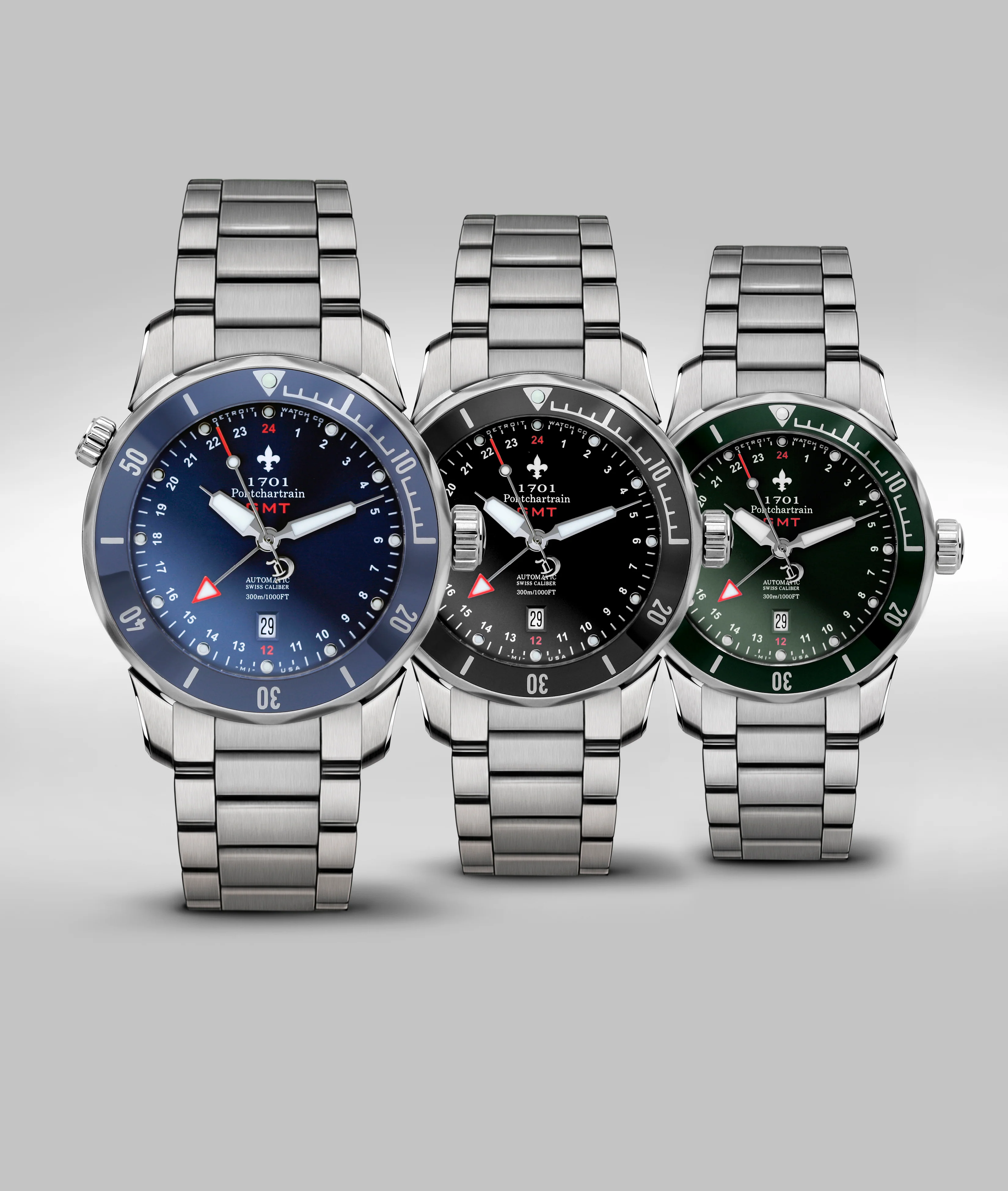 Detroit Watch Company 43mm 1701 Pontchartrain® Great Lakes Edition GMT Diver