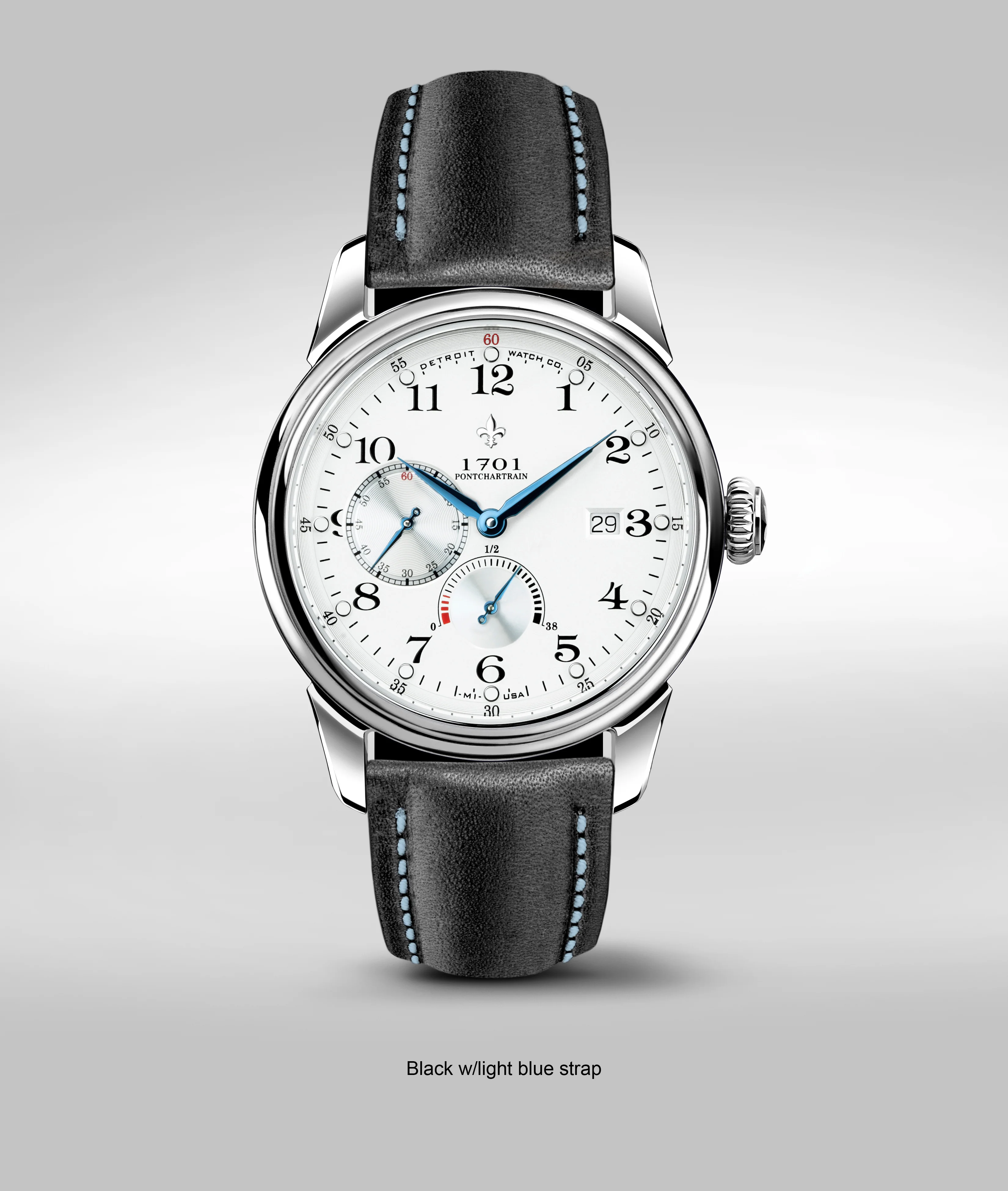 Detroit Watch Company 42mm 1701 Power Reserve Blued hands Exhibition