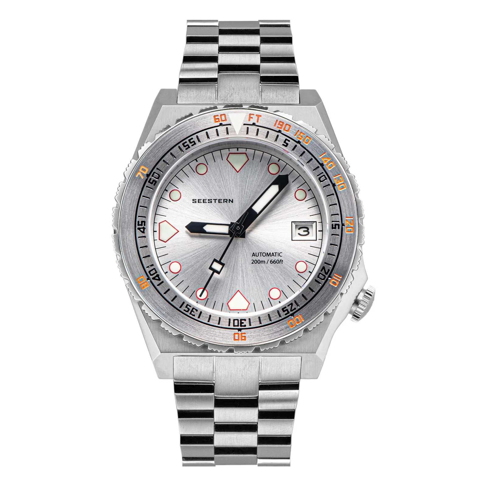 Sugess Seestern Vintage 407 600T Silver Dial Stainless-Steel Bezel