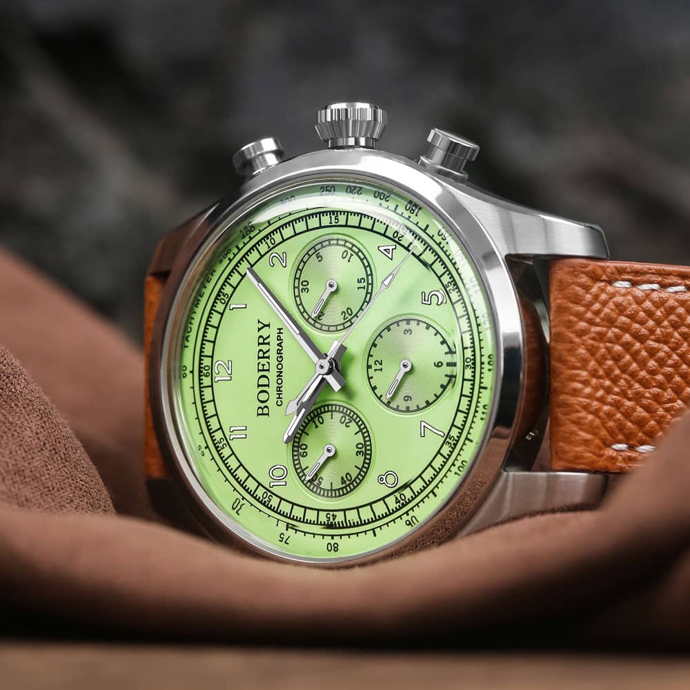 Boderry ASYMMETRY - Mechanical Chronograph with Domed Sapphire Crystal | Avocado